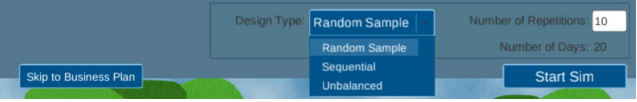 settings to generate data